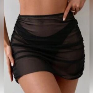 New SHEIN black skirt sheer cover up swim s